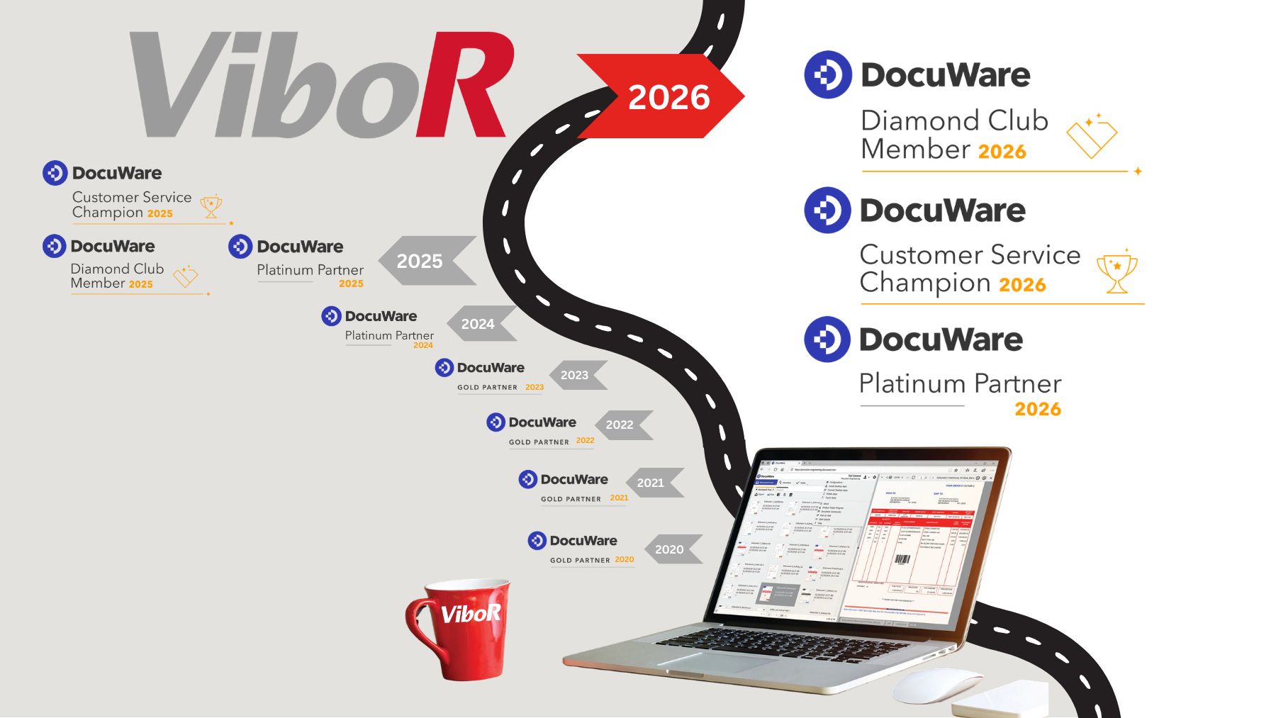 Vibor z novimi prestižnimi priznanji družbe DocuWare v letu 2026